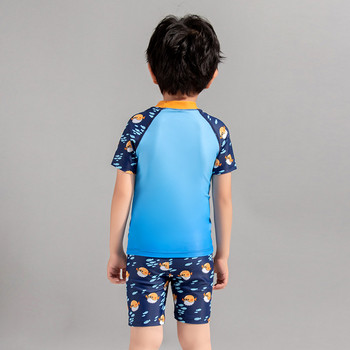 Детски бански бански костюм с къс ръкав Детско спортно облекло Бански костюм за момче UV Zwemkleding Jongen Swim Trunk тийнейджърски от две части