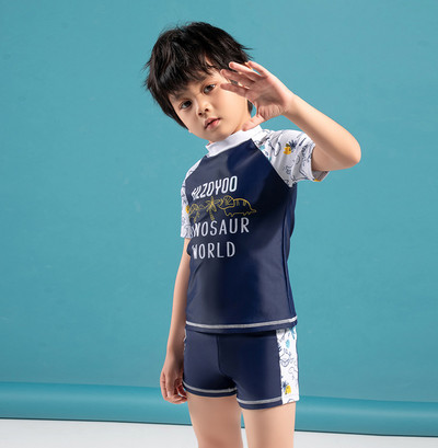 Costum de baie pentru copii Costum de baie cu mânecă scurtă Îmbrăcăminte sport pentru copii Costum de baie UV Zwemkleding Jongen Trunchi de baie Adolescent Două piese