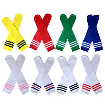 1 чифт едноцветни раирани футболни чорапи без пета до коляното Детски чорапи за бейзболни танци Спортни чорапи за мажоретки