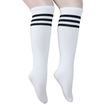 1 чифт едноцветни раирани футболни чорапи без пета до коляното Детски чорапи за бейзболни танци Спортни чорапи за мажоретки