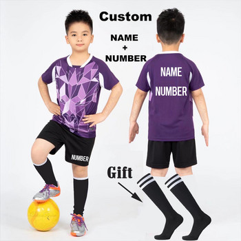 Детски футболни фланелки Мъжки комплекти футболни дрехи за момчета Детски футболни униформи с къс ръкав Възрастни Детски футболни анцузи Фланелка