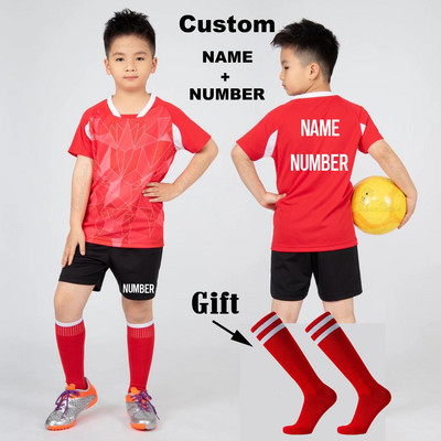 Bērnu futbola krekliņi Vīriešu zēnu futbola apģērbu komplekti ar īsām piedurknēm Bērnu futbola formas tērpi pieaugušajiem bērniem futbola treniņtērps