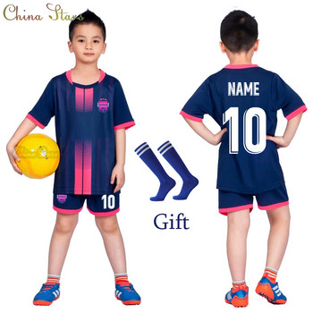 Δωρεάν κάλτσες φανέλα ποδοσφαίρου εφήβων Σετ στολές ποδοσφαίρου ποδόσφαιρο Joursey αθλητικό σετ Προσαρμοσμένο παιδικό πουκάμισο ποδοσφαίρου Κιτ αθλητικών ειδών