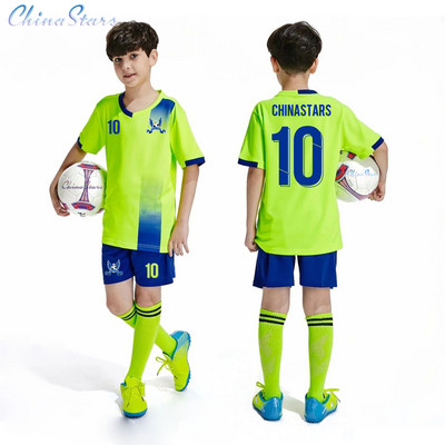 Безплатни чорапи Футболна фланелка за юноши Комплекти футболни униформи soccer Joursey Спортен комплект Персонализирана детска футболна тениска Комплекти спортно облекло