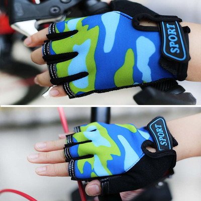 Νέα Παιδικά Αθλητικά Γάντια Half Finger Παιδικά Ιππασία Ποδηλασία Τρέξιμο Γάντια Αγόρια Κορίτσια Υπαίθρια Καμουφλάζ Αθλητικά Γάντια