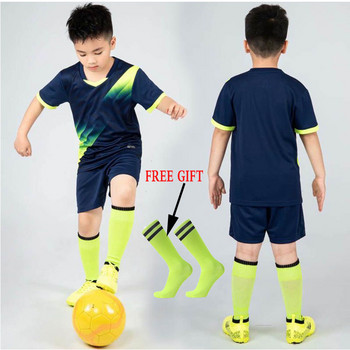 2023 Детски футболни фланелки Комплекти футболни дрехи за момчета Детски футболни униформи с къс ръкав Детски футболен анцуг Джърси Чорап