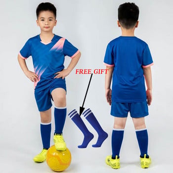 2023 Детски футболни фланелки Комплекти футболни дрехи за момчета Детски футболни униформи с къс ръкав Детски футболен анцуг Джърси Чорап