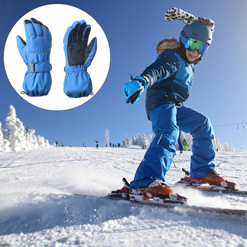 2 τμχ Keep Warm Φορητά Unisex γάντια σκι Camping Ρυθμιζόμενο λουρί Αντιανεμικό Αδιάβροχο Πεζοπορία για Παιδιά Δώρα Μαλακά Αθλητικά