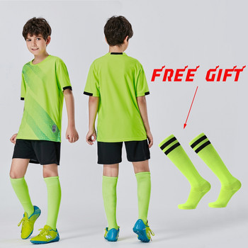 Безплатни чорапи Футболна униформа Детска фланелка за момчета Сублимационен комплект Фланелки за момичета Футболни тениски Комплект фланелки Спортна униформа Тренировъчен костюм