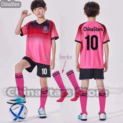 Δωρεάν κάλτσες Στολή ποδοσφαίρου για παιδιά Σετ τζέρσεϊ εξάχνωση για κορίτσια Μπλουζάκια ποδοσφαίρου Σετ φανέλες Αθλητική Στολή προπόνησης