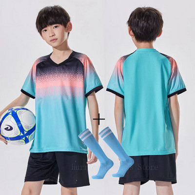 Bezmaksas zeķes Futbola formastērps bērniem Zēnu krekls Sublimācijas komplekts Meiteņu krekli Futbola krekli kreklu komplekts Sporta formas tērps Treniņtērps