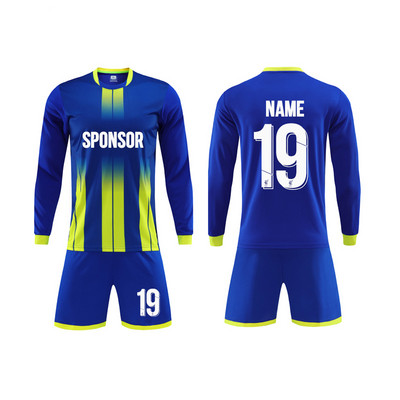 Sportcsapat foci Jeyseys készletek Maillot labdarúgó egyenruha, hosszú ujjú, narancssárga sporttréningruha férfiaknak vagy fiúknak, csapat ing egyedi készlet