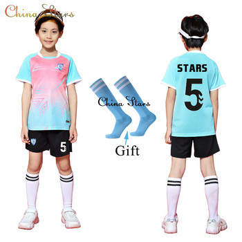 Детски футболни униформи + чорапи, детски комплекти футболни фланелки за момчета и момичета Futebol Jersey, футболни дрехи Survetement за младежки тренировки