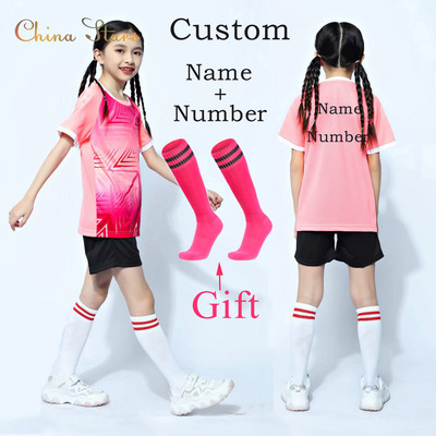 Детски футболни униформи + чорапи, детски комплекти футболни фланелки за момчета и момичета Futebol Jersey, футболни дрехи Survetement за младежки тренировки