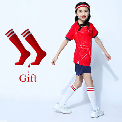 Детски футболни униформи + чорапи, детски комплекти футболни фланелки за момчета и момичета Futebol Jersey, футболни дрехи Survetement за младежки тренировки