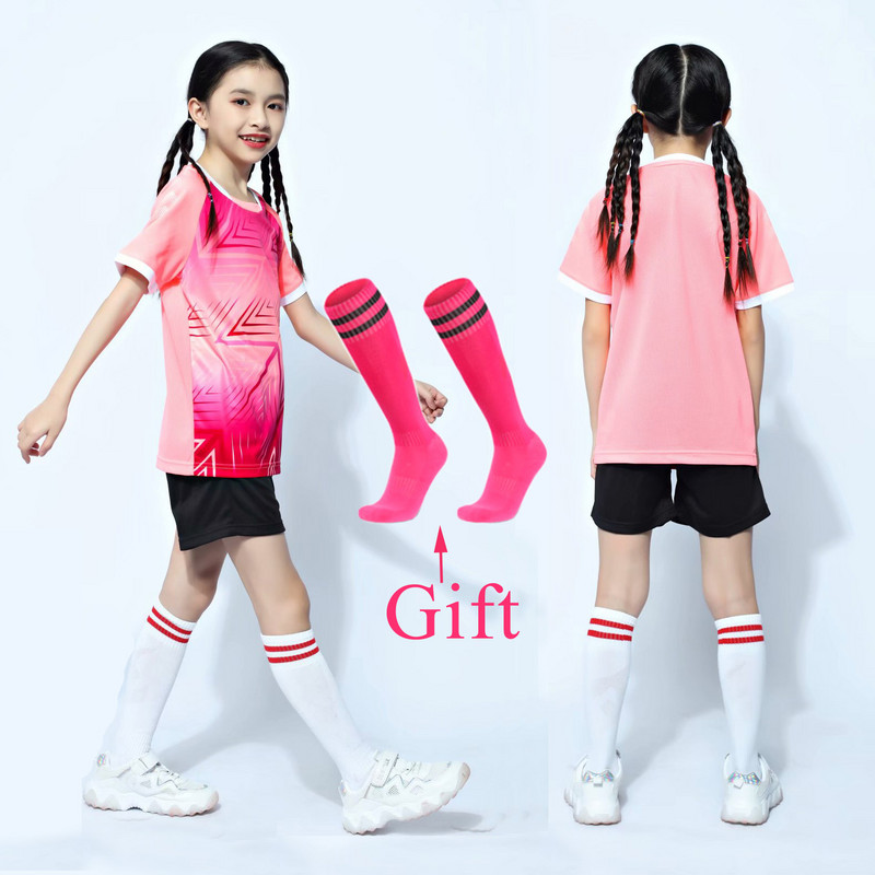 Детски футболни униформи + чорапи, детски комплекти футболни фланелки за момчета и момичета Futebol Jersey, футболни дрехи Survetement за младежки тренировки