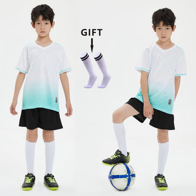 Zēniem Futbols Džērsija treniņtērps Bērnu Futbols Sporta Uniformas Bērni Spēlē bumbu Sporta apģērbi Komplekti veste bērnu futbola tērps Zeķes