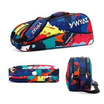 Τσάντα μπάντμιντον για 3 ρακέτες μπάντμιντον Αθλητικές τσάντες ρακέτα YWYAT μεγάλης χωρητικότητας διπλού διαμερίσματος Raqueteira