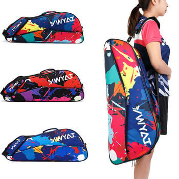 Чанта за бадминтон за 3 ракети за бадминтон YWYAT Спортни чанти с голям капацитет, двойно отделение Raqueteira Racquet