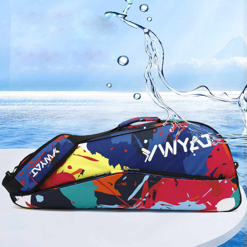 Чанта за бадминтон за 3 ракети за бадминтон YWYAT Спортни чанти с голям капацитет, двойно отделение Raqueteira Racquet