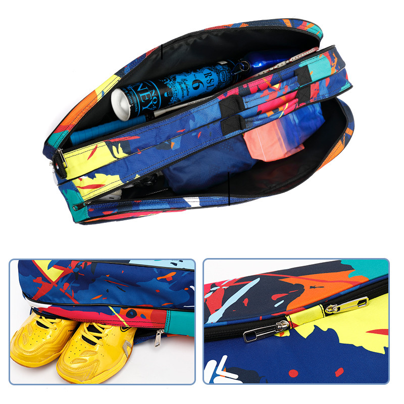 Чанта за бадминтон за 3 ракети за бадминтон YWYAT Спортни чанти с голям капацитет, двойно отделение Raqueteira Racquet