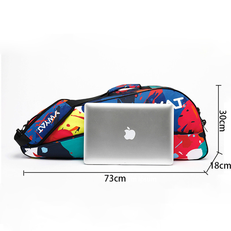 Чанта за бадминтон за 3 ракети за бадминтон YWYAT Спортни чанти с голям капацитет, двойно отделение Raqueteira Racquet