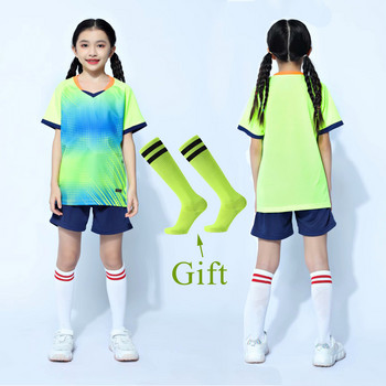 Παιδικά αθλητικά σετ ποδοσφαίρου + κάλτσες, κοστούμια φανελάκια ποδοσφαίρου για κορίτσια, φόρμες προπόνησης ποδοσφαίρου μαθητών για αγόρια Ενδύματα ποδοσφαίρου