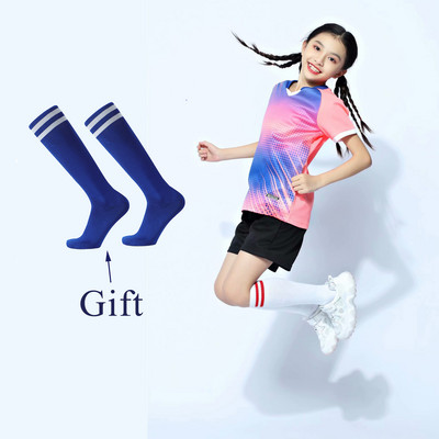 Bērnu futbola sporta komplekti + zeķes, meiteņu futbola krekliņi, studentu komandas futbola treniņu formas, zēnu futbola apģērbi