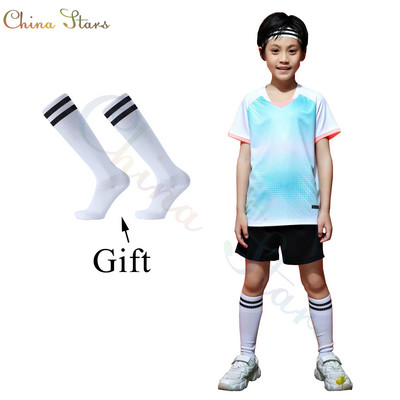 Bērnu futbola sporta komplekti + zeķes, meiteņu futbola krekliņi, studentu komandas futbola treniņu formas, zēnu futbola apģērbi