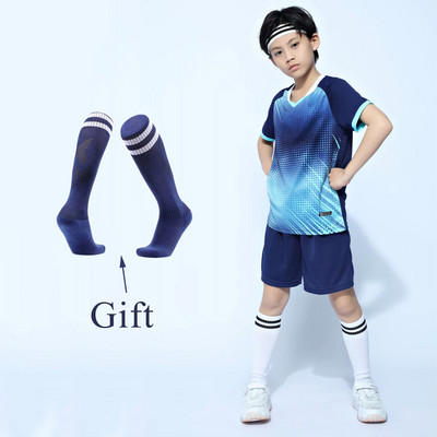 Bērnu futbola sporta komplekti + zeķes, meiteņu futbola krekliņi, studentu komandas futbola treniņu formas, zēnu futbola apģērbi