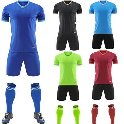 Персонализиран детски футболен екип Комплекти фланелки на мъжки футболен отбор Вертикални райета Спортен костюм Бързосъхнеща униформа от плат 6 години