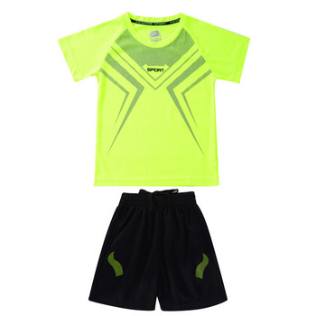 Παιδικό αγόρι αναπνεύσιμο αθλητικό κοστούμι ποδοσφαίρου στολή κοντομάνικο μπλουζάκι και σορτς Μπάσκετ Ποδόσφαιρο τρεξίματος για προπόνηση αθλητικά