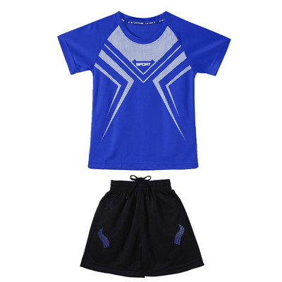 Bērnu puišu elpojošs sporta tērps futbola formas tērps ar īsām piedurknēm T-krekls un šorti Basketbols Futbols Skriešanas treniņš Sporta apģērbs
