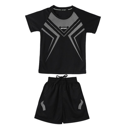 Bērnu puišu elpojošs sporta tērps futbola formas tērps ar īsām piedurknēm T-krekls un šorti Basketbols Futbols Skriešanas treniņš Sporta apģērbs