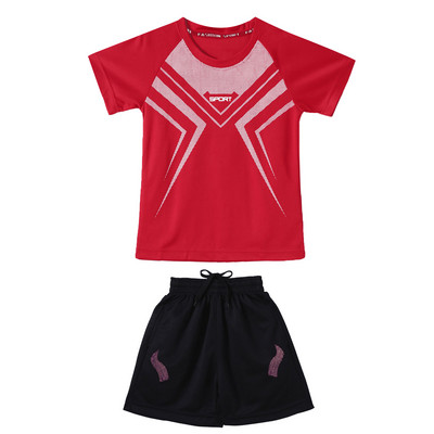 Bērnu puišu elpojošs sporta tērps futbola formas tērps ar īsām piedurknēm T-krekls un šorti Basketbols Futbols Skriešanas treniņš Sporta apģērbs
