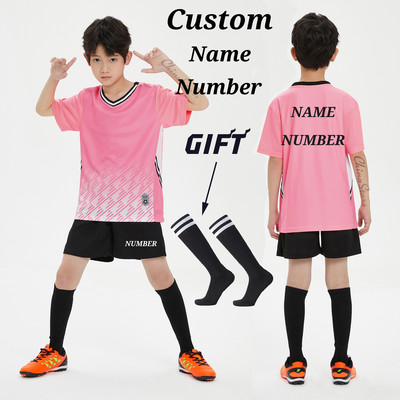 Σετ φανέλες ποδοσφαίρου για αγόρια κάλτσες δώρου , Στολή προπόνησης ποδοσφαίρου προσαρμοσμένης ομάδας παιδικών συλλόγων, αθλητικά αθλητικά κιτ ποδοσφαίρου για κορίτσια