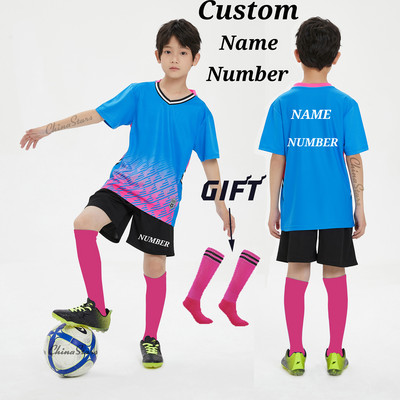 Σετ φανέλες ποδοσφαίρου για αγόρια κάλτσες δώρου , Στολή προπόνησης ποδοσφαίρου προσαρμοσμένης ομάδας παιδικών συλλόγων, αθλητικά αθλητικά κιτ ποδοσφαίρου για κορίτσια