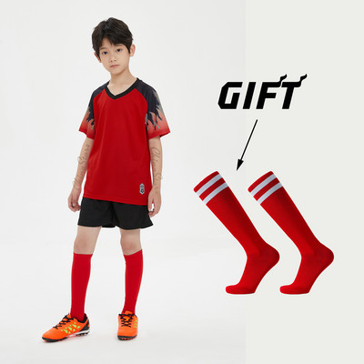 Σετ φανέλες ποδοσφαίρου για αγόρια κάλτσες δώρου , Στολή προπόνησης ποδοσφαίρου προσαρμοσμένης ομάδας παιδικών συλλόγων, αθλητικά αθλητικά κιτ ποδοσφαίρου για κορίτσια