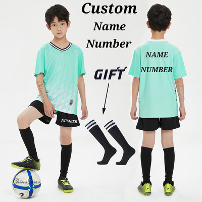 Σετ φανέλες ποδοσφαίρου για αγόρια κάλτσες δώρου , Στολή προπόνησης ποδοσφαίρου προσαρμοσμένης ομάδας παιδικών συλλόγων, αθλητικά αθλητικά κιτ ποδοσφαίρου για κορίτσια