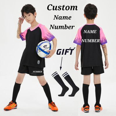 Σετ φανέλες ποδοσφαίρου για αγόρια κάλτσες δώρου , Στολή προπόνησης ποδοσφαίρου προσαρμοσμένης ομάδας παιδικών συλλόγων, αθλητικά αθλητικά κιτ ποδοσφαίρου για κορίτσια
