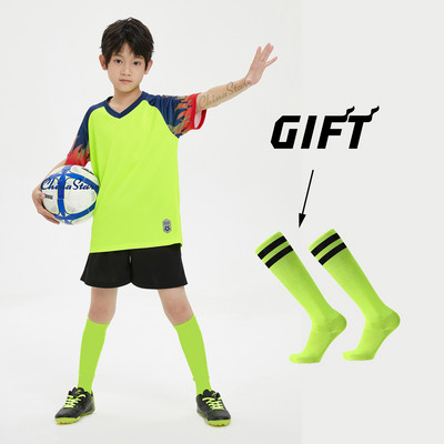 Σετ φανέλες ποδοσφαίρου για αγόρια κάλτσες δώρου , Στολή προπόνησης ποδοσφαίρου προσαρμοσμένης ομάδας παιδικών συλλόγων, αθλητικά αθλητικά κιτ ποδοσφαίρου για κορίτσια