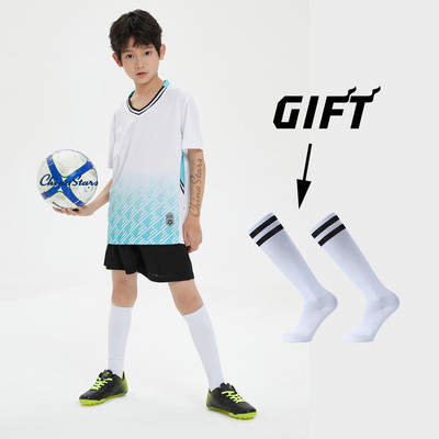 Σετ φανέλες ποδοσφαίρου για αγόρια κάλτσες δώρου , Στολή προπόνησης ποδοσφαίρου προσαρμοσμένης ομάδας παιδικών συλλόγων, αθλητικά αθλητικά κιτ ποδοσφαίρου για κορίτσια