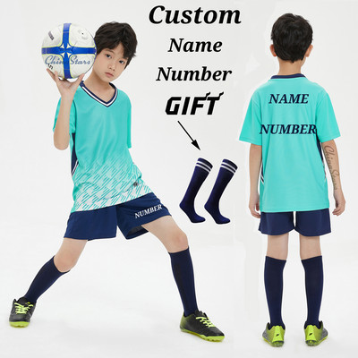 Σετ φανέλες ποδοσφαίρου για αγόρια κάλτσες δώρου , Στολή προπόνησης ποδοσφαίρου προσαρμοσμένης ομάδας παιδικών συλλόγων, αθλητικά αθλητικά κιτ ποδοσφαίρου για κορίτσια