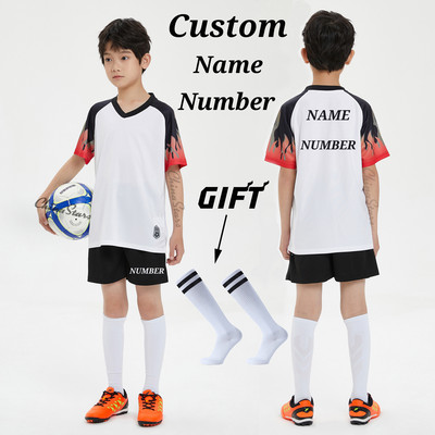 Σετ φανέλες ποδοσφαίρου για αγόρια κάλτσες δώρου , Στολή προπόνησης ποδοσφαίρου προσαρμοσμένης ομάδας παιδικών συλλόγων, αθλητικά αθλητικά κιτ ποδοσφαίρου για κορίτσια