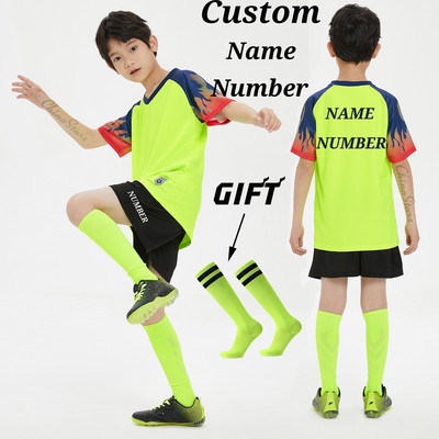 Σετ φανέλες ποδοσφαίρου για αγόρια κάλτσες δώρου , Στολή προπόνησης ποδοσφαίρου προσαρμοσμένης ομάδας παιδικών συλλόγων, αθλητικά αθλητικά κιτ ποδοσφαίρου για κορίτσια