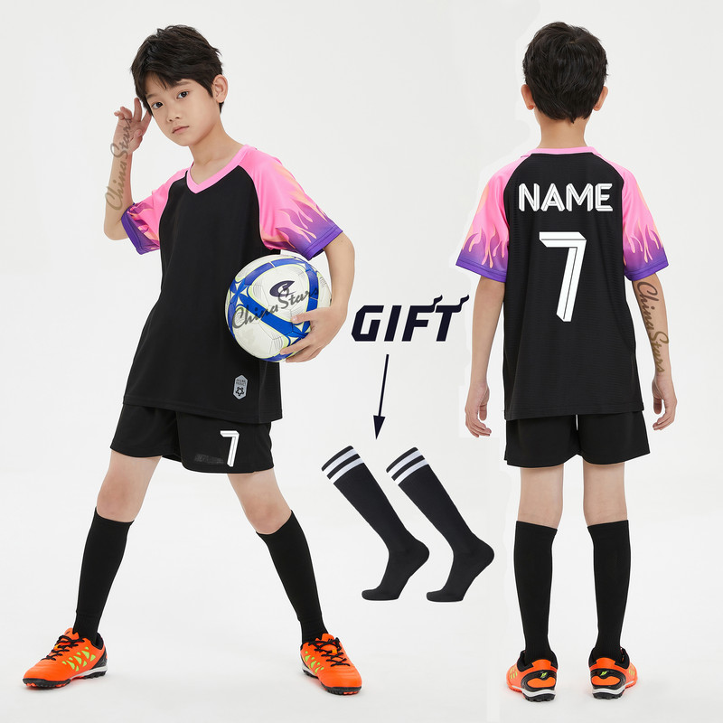Σετ φανέλες ποδοσφαίρου για αγόρια κάλτσες δώρου , Στολή προπόνησης ποδοσφαίρου προσαρμοσμένης ομάδας παιδικών συλλόγων, αθλητικά αθλητικά κιτ ποδοσφαίρου για κορίτσια