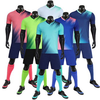 Нови висококачествени комплекти футболни фланелки за деца и възрастни Survetement Момчета Момичета Футболни комплекти с къс ръкав Спортно облекло Тренировъчна униформа
