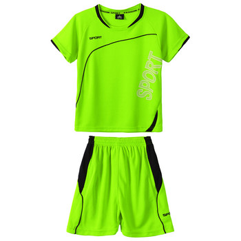 Παιδικά Αγόρια Αθλητικά Σετ Ποδοσφαιρικής Στολής Αναπνεύσιμο κοντομάνικο γράμμα εκτύπωσης με σορτς Αθλητικά ρούχα για τρέξιμο ποδοσφαίρου