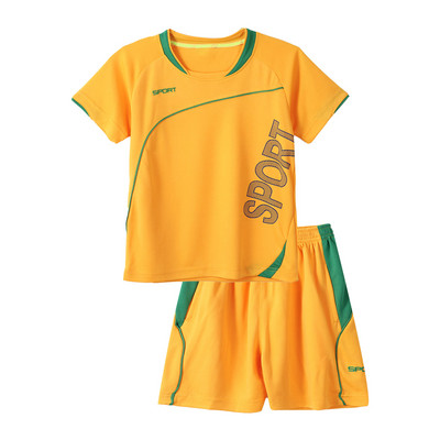 Gyerek fiúk sportfoci egyenruha Légáteresztő rövid ujjú betűs felső rövidnadrággal Labdarúgás Futóedzés Sportruházat