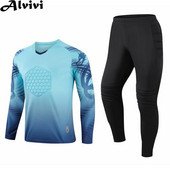 Bērnu zēnu futbola vārtsarga formastērps futbola treniņu tērps Aizsargājošs polsterēts sporta tērps ar garām piedurknēm T-krekls ar biksēm